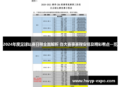 2024年度足球比赛日程全面解析 各大赛事赛程安排及精彩看点一览